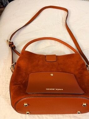 Nanette Lepore Rust Orange Suede & Leather Shoulder Bag